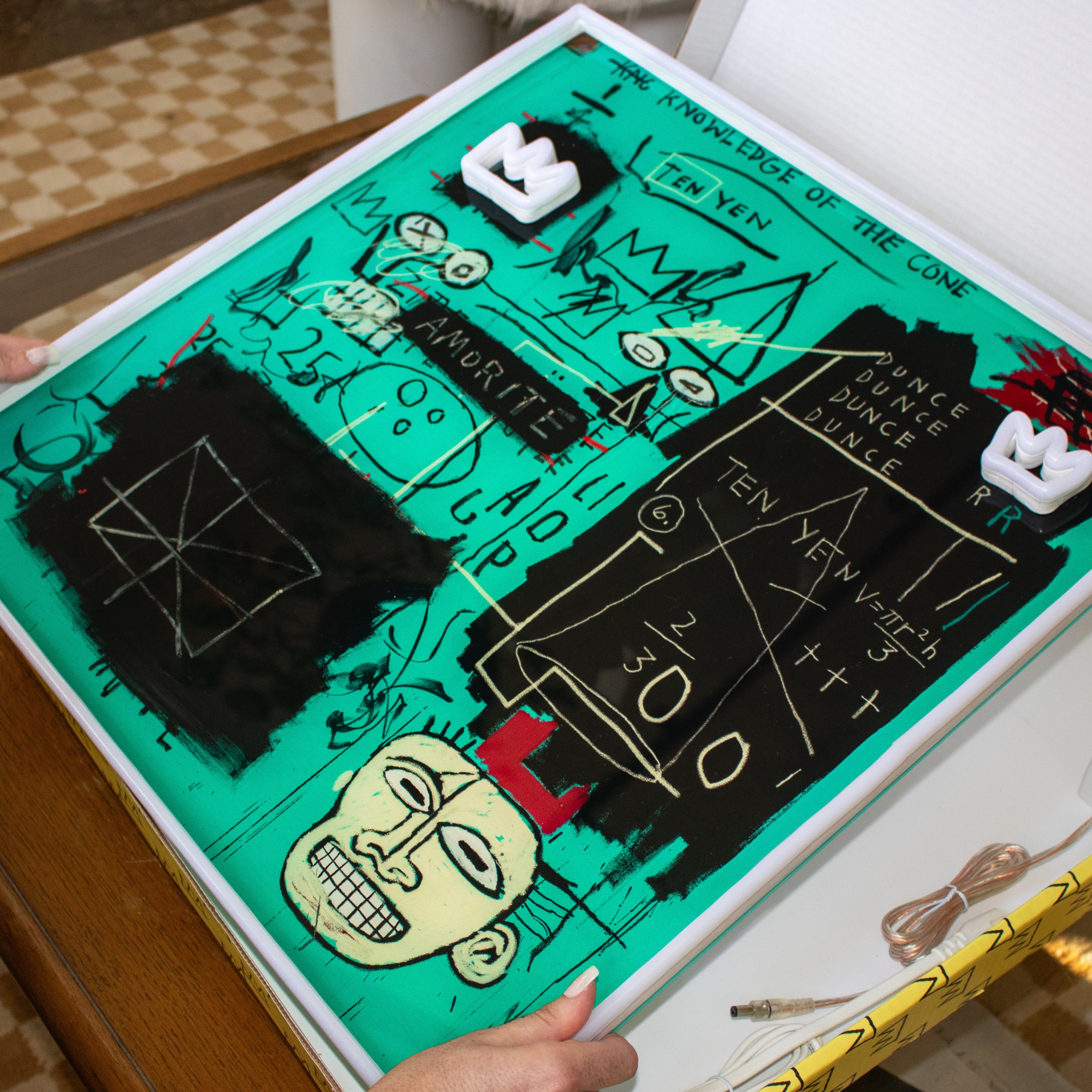 Equals Pi YP x Jean Michel Basquiat, neon LED sign